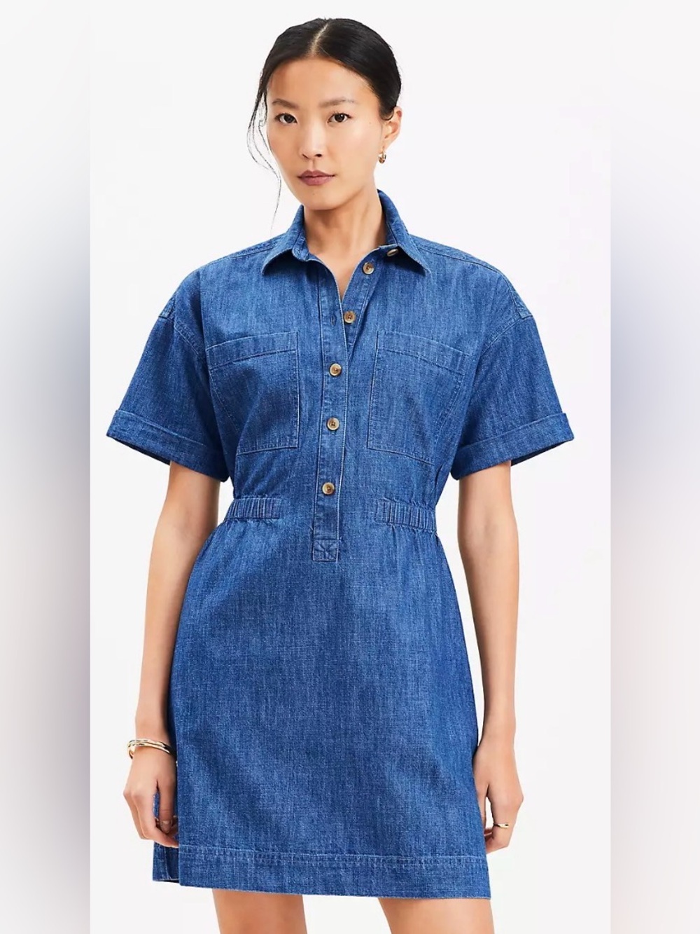 Loft Denim Utility Mini Pocket Dress 
Size 14